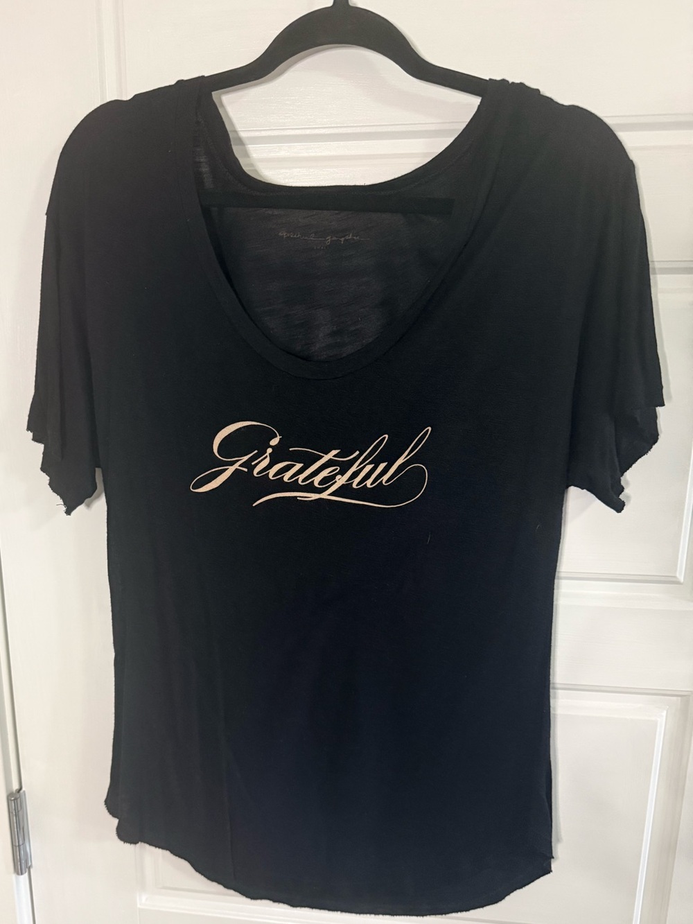 Spiritual Gangster Black Tee with Gold "Grateful" Script
